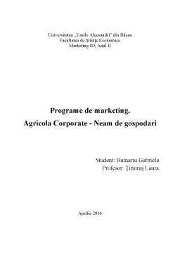 Curs - Programe de marketing - Agricola Corporate - Neam de gospodari