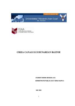 Referat - Criza canalului Dunărean Bastroe