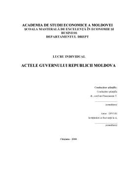 Proiect - Actele guvernului Republicii Moldova