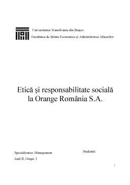 Referat - Etică și responsabilitate socială la Orange România SA