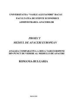 Proiect - Mediul de afaceri european Romania-Bulgaria