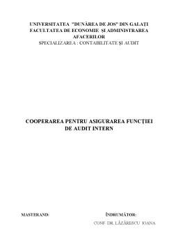 Proiect - Cooperarea pentru asigurarea funcției de audit intern