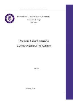 Referat - Opera lui Cesare Beccaria - Despre infracțiuni și pedepse