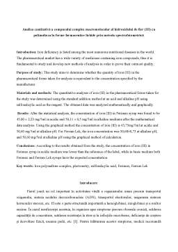 Referat - Articol analiza cantitativă a ferului III în forme lichide