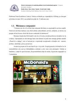 Proiect - Metode și instrumente de marketing utilizate la nivel instituțional superior - Compania McDonald's România