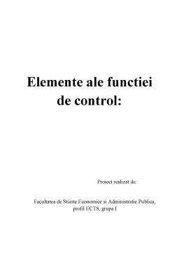 Referat - Elemente ale funcției de control