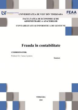 Proiect - Frauda in contabilitate