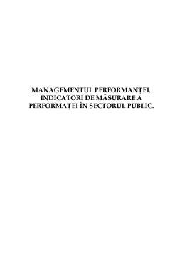 Proiect - Managementul performanței - Indicatori de măsurare a performanței în sectorul public
