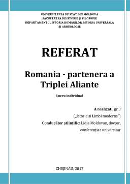 Referat - România - parteneră a Triplei Alianțe