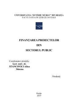 Proiect - Proiecte în sectorul public - Finanțarea proiectelor din sectorul public