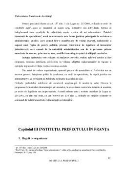 Referat - Instituția prefectului - Analiza comparativă cu instituția prefectului în Franța