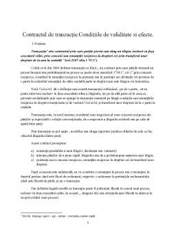 Referat - Contractul de tranzacție - Condițiile de validitate și efecte
