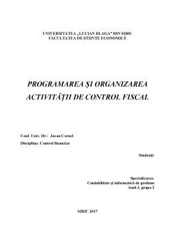 Proiect - Programarea și organizarea activității de control fiscal