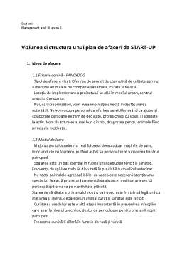 Proiect - Viziunea și structura unui plan de afaceri de START-UP