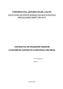 Referat - Contractul de transport maritim categorii de contracte și specificul fiecăruia