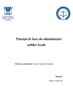 Referat - Principii de bază ale administrației publice locale