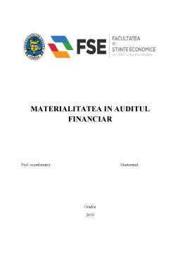 Referat - Materialitatea în auditul financiar