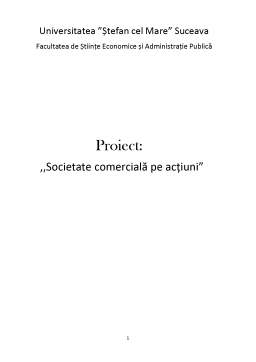 Proiect - Societate comercială pe acțiuni