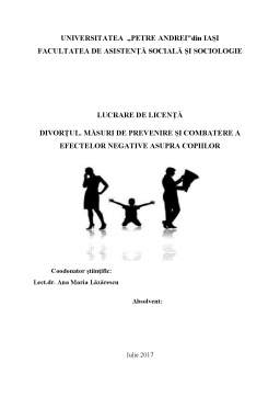 Licență - Divorțul - măsuri de prevenire și combatere a efectelor negative asupra copiilor