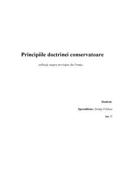 Referat - Principiile doctrinei conservatoare - reflecții asupra revoluției din Franța