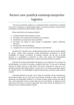 Referat - Factori care justifică existența lanțurilor logistice