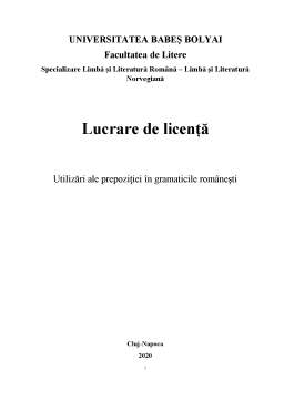 Licență - Utilizări ale prepoziției în gramaticile românești