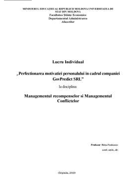 Proiect - Perfecționarea motivației personalului în cadrul companiei GovPredict SRL