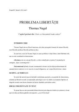 Referat - Problema libertății - Thomas Nagel
