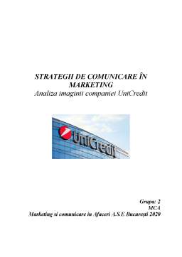 Proiect - Strategia de comunicare de marketing în cadrul companiei UniCredit