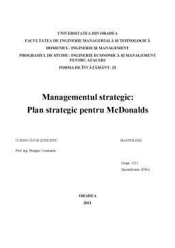Proiect - Plan strategic pentru McDonalds