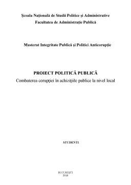 Proiect - Combaterea corupției în achizițiile publice la nivel local
