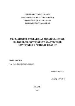 Proiect - Tratamentul contabil al provizioanelor, datoriilor contingente și activelor contingente potrivit IPSAS 19