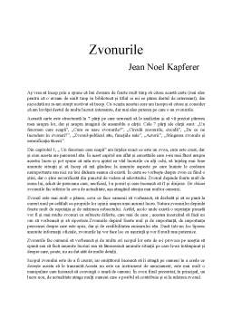 Referat - Recenzie sociologie Zvonurile de Jean Noel Kapferer
