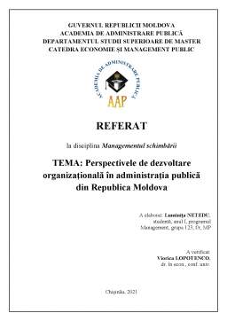 Referat - Perspectivele de dezvoltare organizațională în administrația publică din Republica Moldova