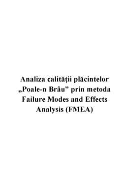 Proiect - Analiza calității plăcintelor Poale-n Brâu prin metoda Failure Modes and Effects Analysis (FMEA)