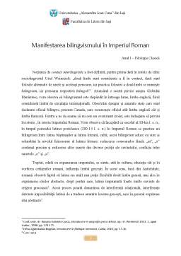 Referat - Manifestarea bilingvismului în Imperiul Roman