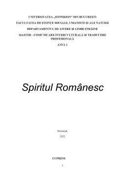 Proiect - Spirit românesc