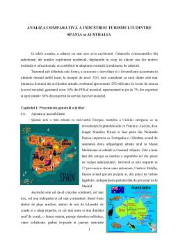 Proiect - Analiza comparativă a industriei turismului în Spania și Australia