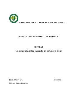 Referat - Comparatia între Agenda 21 si Green Deal