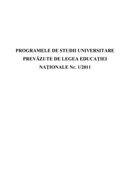 Referat - Programele de studii universitare prevăzute de legea educației naționale nr. 1 pe 2011