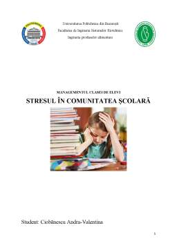 Proiect - Stresul în Comunitatea Școlară