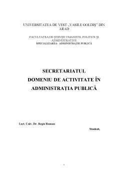 Referat - Secretariatul domeniu de activitate în administrația publică