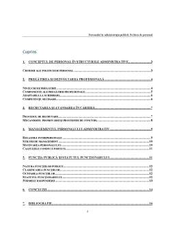 Personalul în administrația publică - Politica de personal