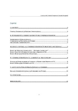 Locul și rolul Comisiei Europene În Uniunea Europeană