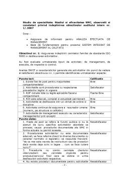 Proiect - Analiză diagnostic pe baza auditului intern nr. 1.2007 - Primăria Sector 4 București