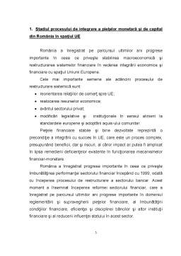 Referat - Integrarea financiară a României în Uniunea Europeană