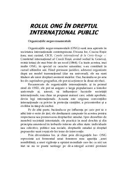 Referat - Rolul ONG în Dreptul Internațional Public