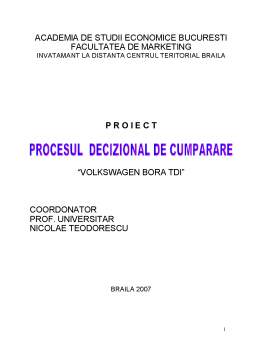 Referat - Procesul decizional de cumpărare - Volkswagen Bora TDI