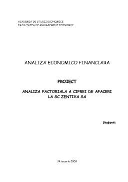Proiect - Analiza factorială a cifrei de afaceri la SC Zentiva SA