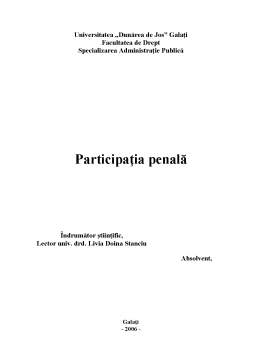 Proiect - Participația Penală